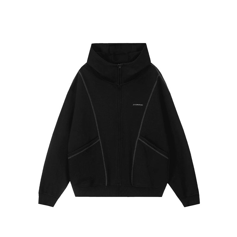 Achock Heavyweight Piping Zip Up Hooded Jacket | Face 3 Face