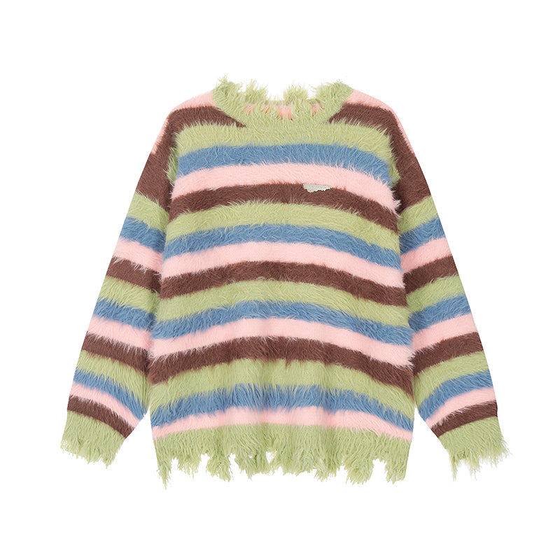 knitted sweater | Achock Gradient Striped Knit Sweater | Face 3 Face