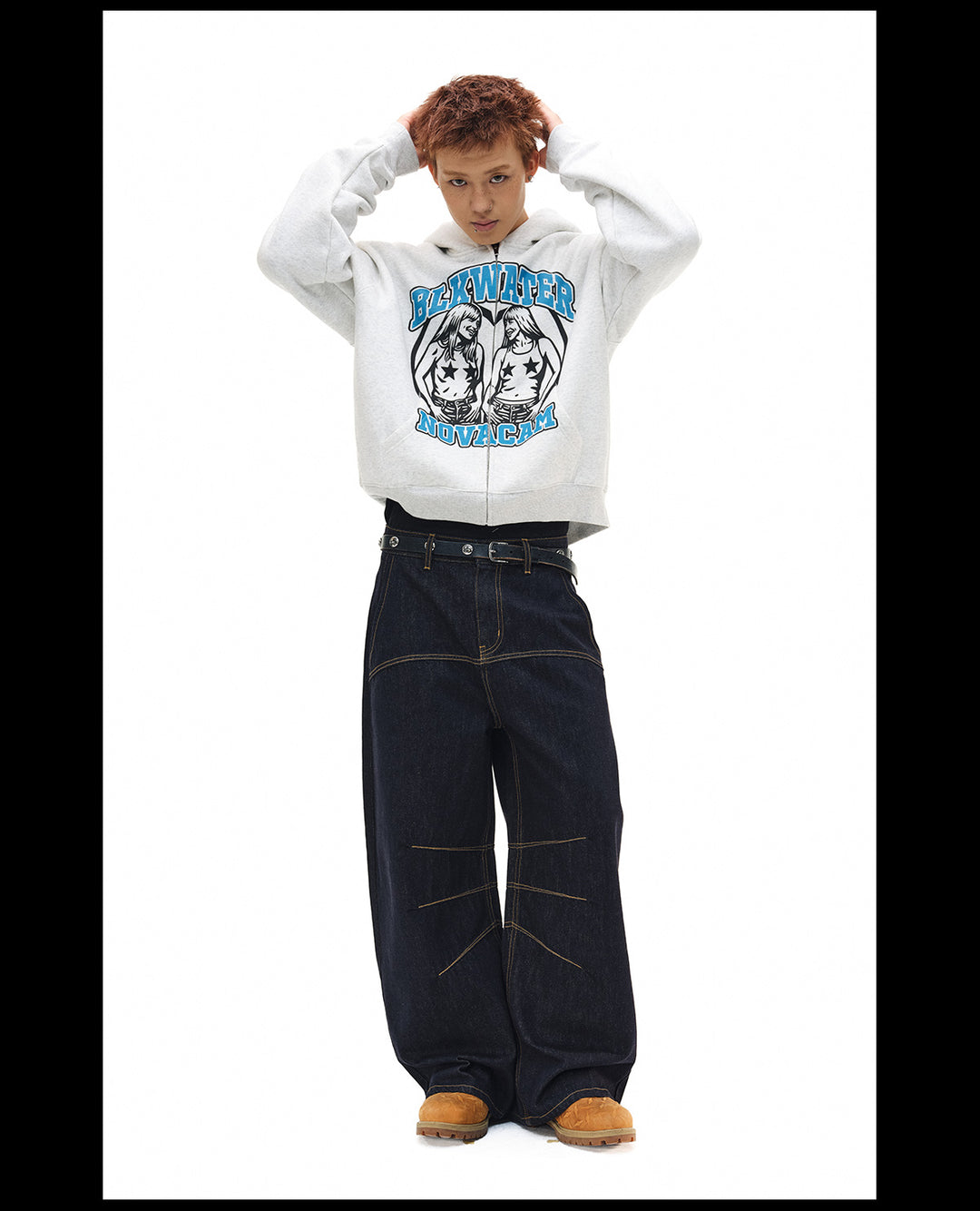 NOVACAM Vintage Print Zip Up Hoodie | Face 3 Face