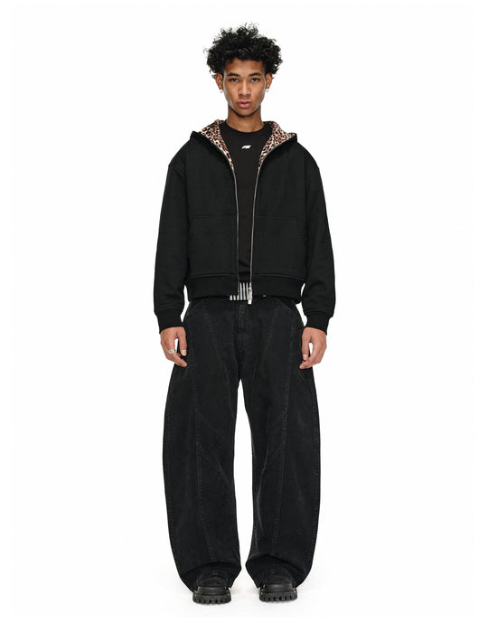ANTIDOTE Leopard Print Lined Double-Zip Hoodie | Face 3 Face