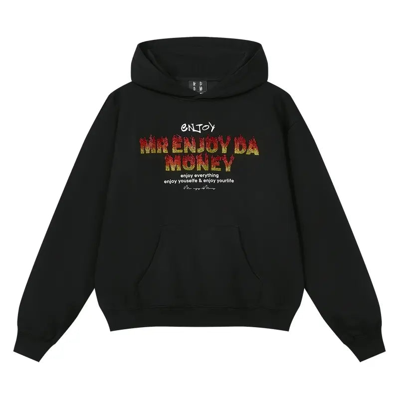 MEDM Flame Rhinestone Embellished Hoodie | Face 3 Face