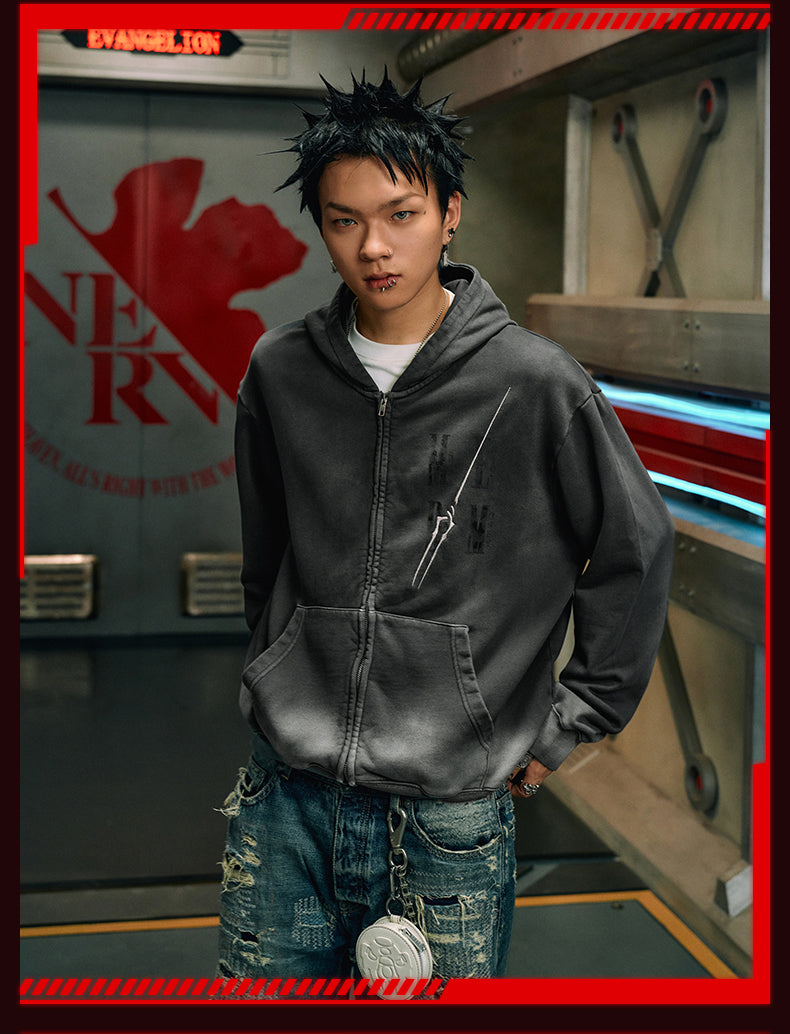 MEDM x EVA Evangelion Washed Zip-Up Hoodie | Face 3 Face