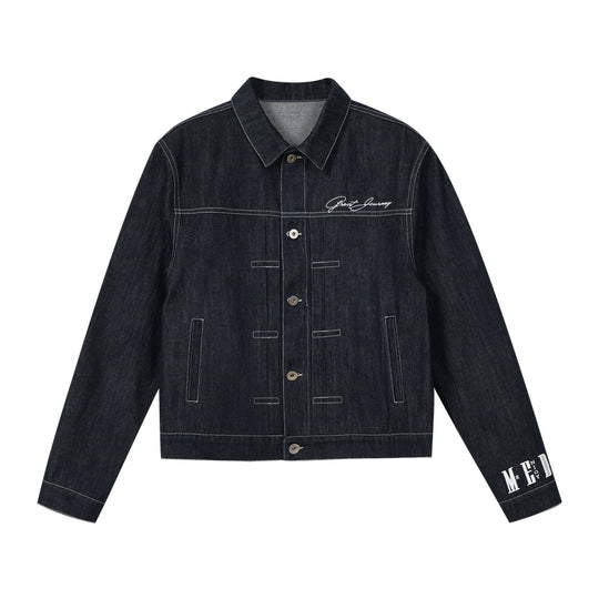 MEDM Embroidered Raw Denim Jacket | Face 3 Face
