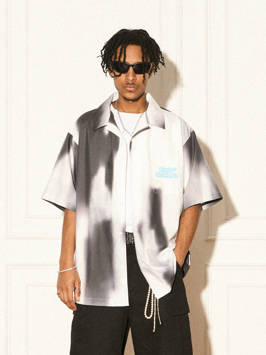 EMPTY REFERENCE Shadow Color Blocking Short Sleeve Shirt