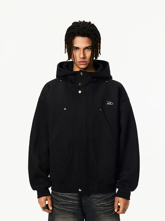 Achock Snap Button Wind Flap Zip Up Hooded Jacket | Face 3 Face