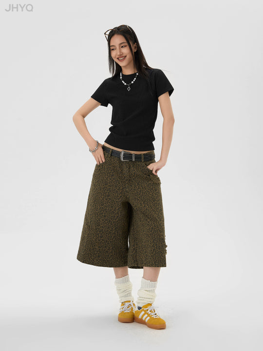 JHYQ Leopard Print Baggy Work Shorts