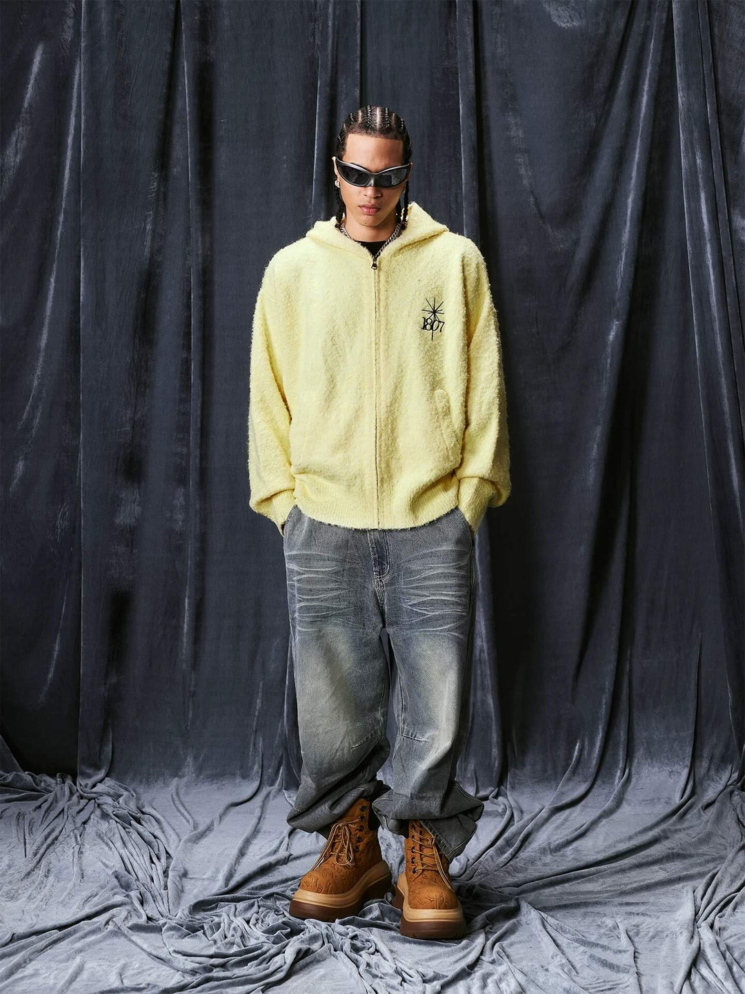 1807 STILLGOING Jacquard Knit Zip Up Hoodie | Face 3 Face
