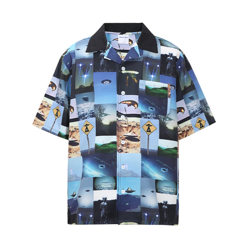 UNTILWERICH Cuban Collar UFO Short Sleeve Shirt | Face 3 Face