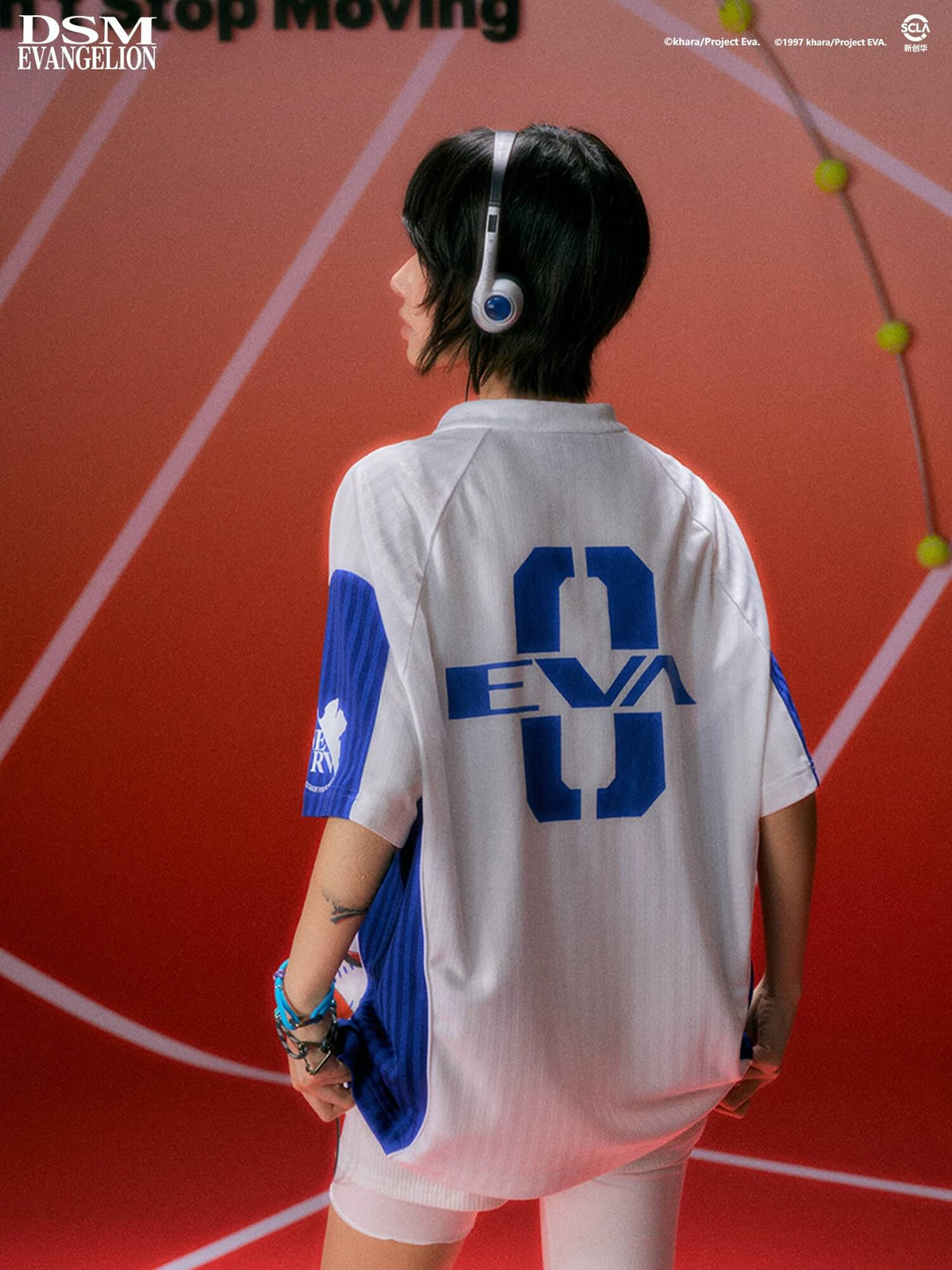 DSM x EVA Unit Graphic Print Striped Short Sleeve Soccer Jersey