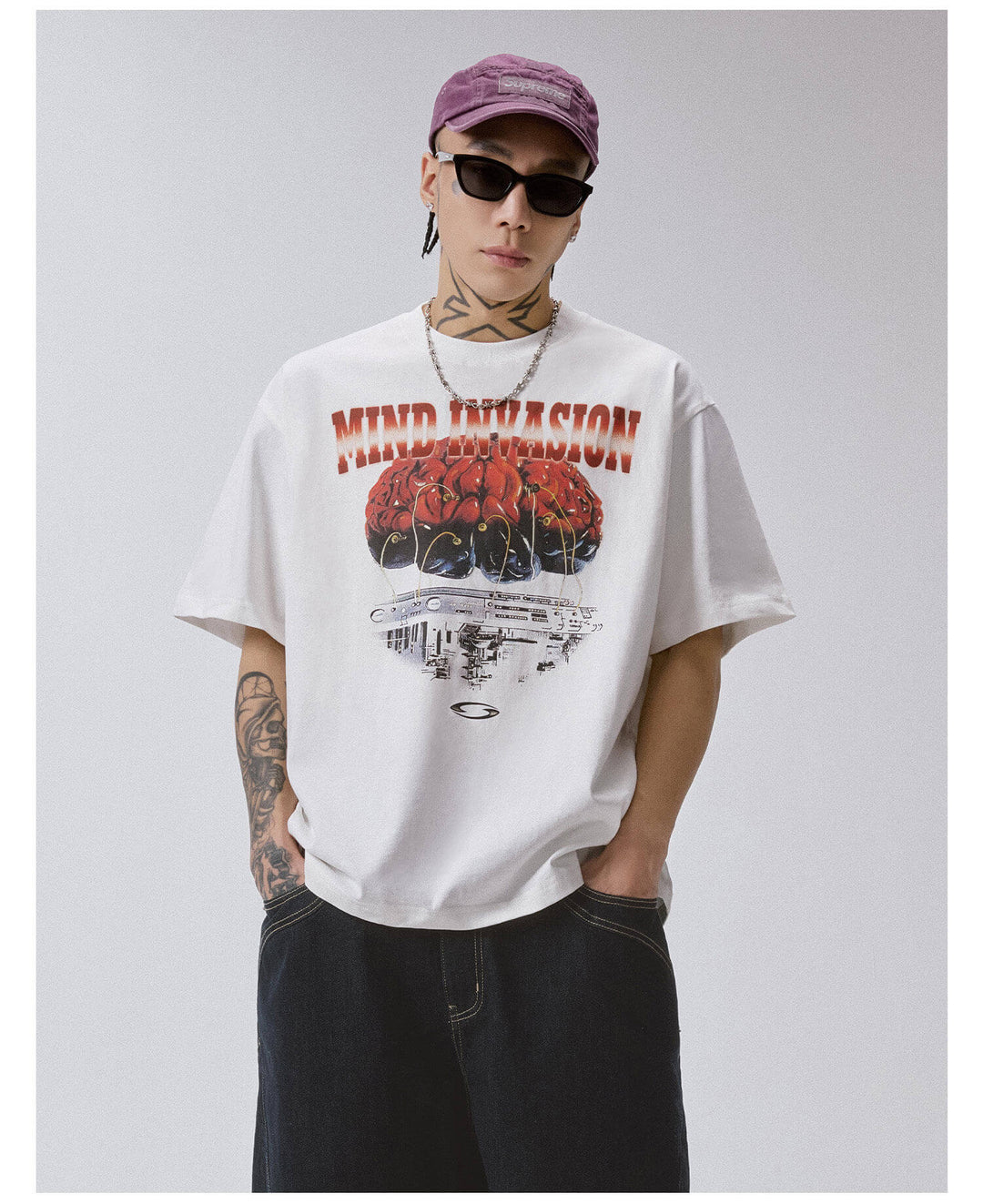 F2CE Cyber Brain Graphic Print Short Sleeve Tee | Face 3 Face