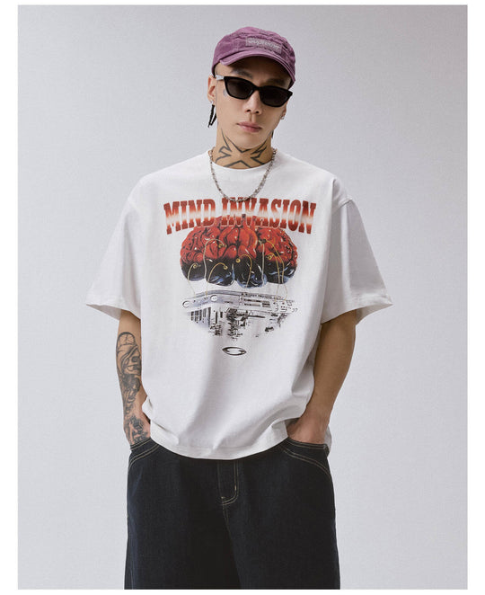 F2CE Cyber Brain Graphic Print Short Sleeve Tee | Face 3 Face