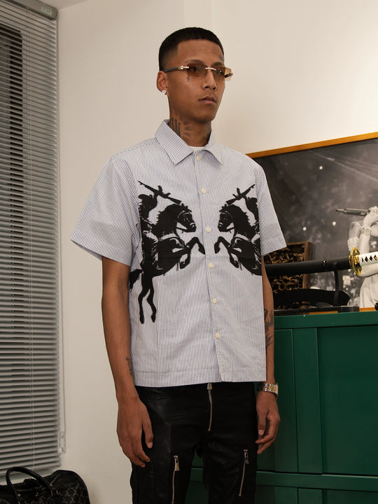 TGFCLUB 223 Print Stripe Short Sleeve Shirt | Face 3 Face