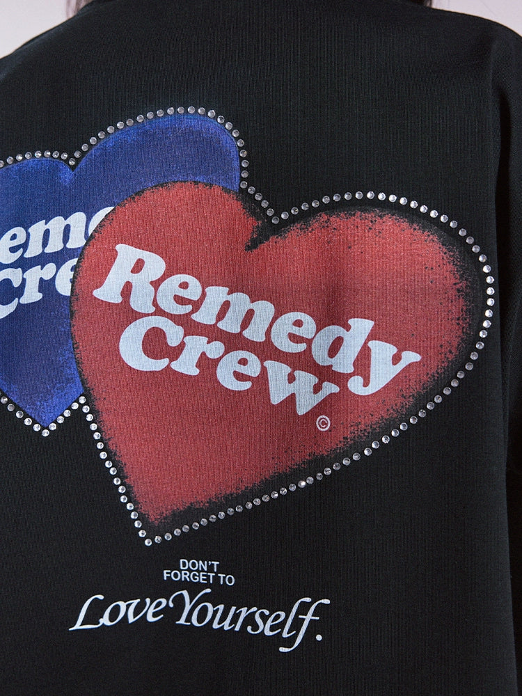 Remedy Blue and Red Love Heart Rhinestone Tee | Face 3 Face