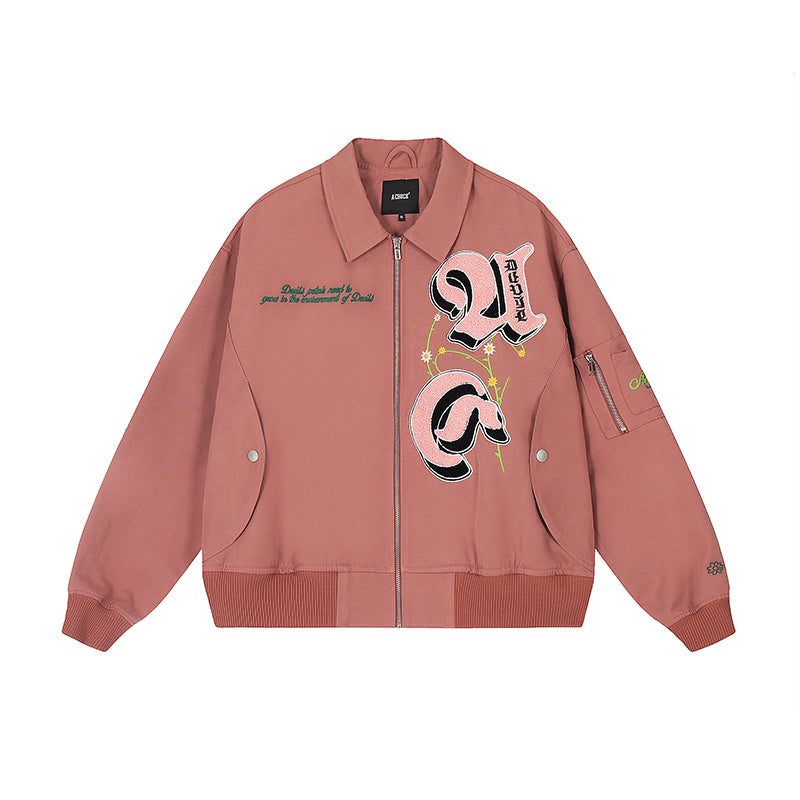 Achock Letters Flocked Bomber Jacket