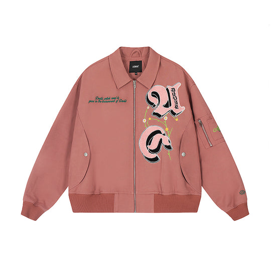 Achock Letters Flocked Bomber Jacket