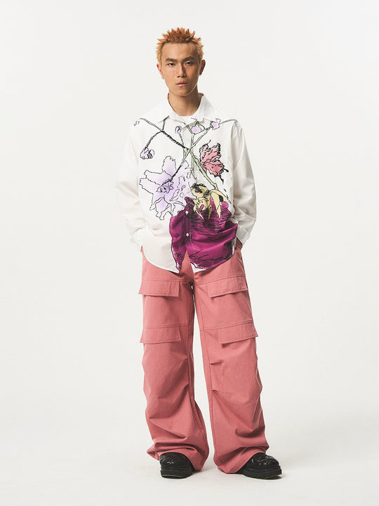 EMPTY REFERENCE Hand Painted Watercolor Vase Long Sleeve Shirt | Face 3 Face