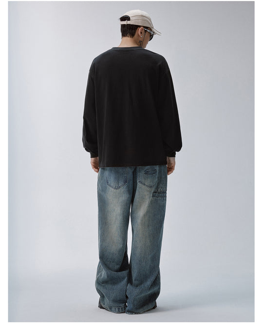 F2CE Washed Dark Print Long Sleeve Tee | Face 3 Face