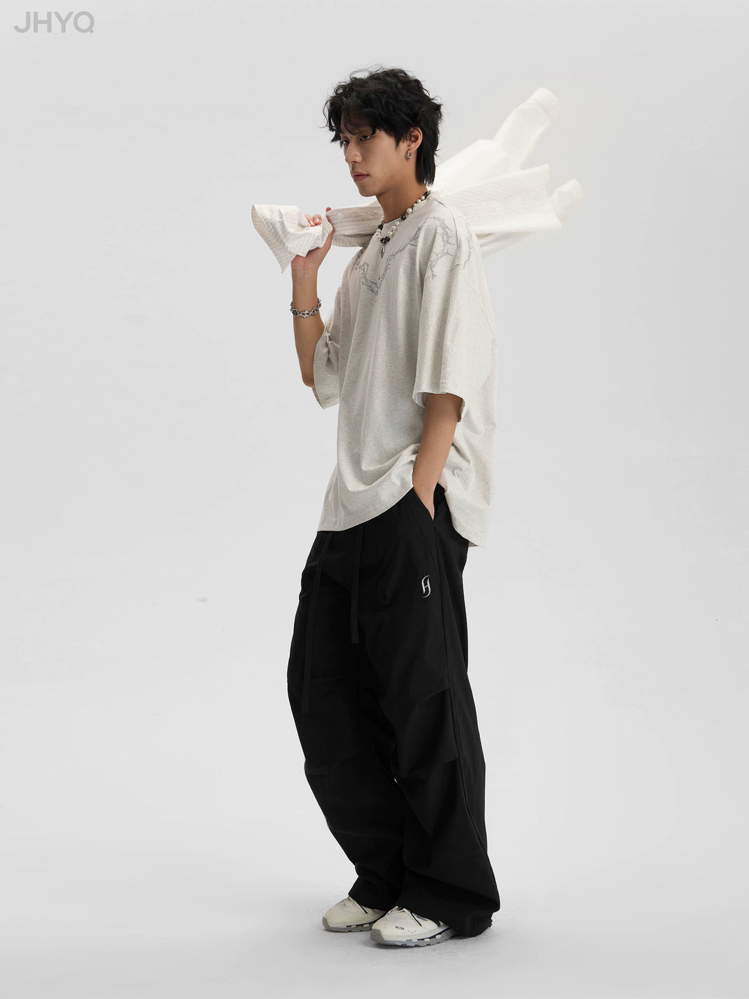 JHYQ Pleated Paratrooper Drawstring Work Pants