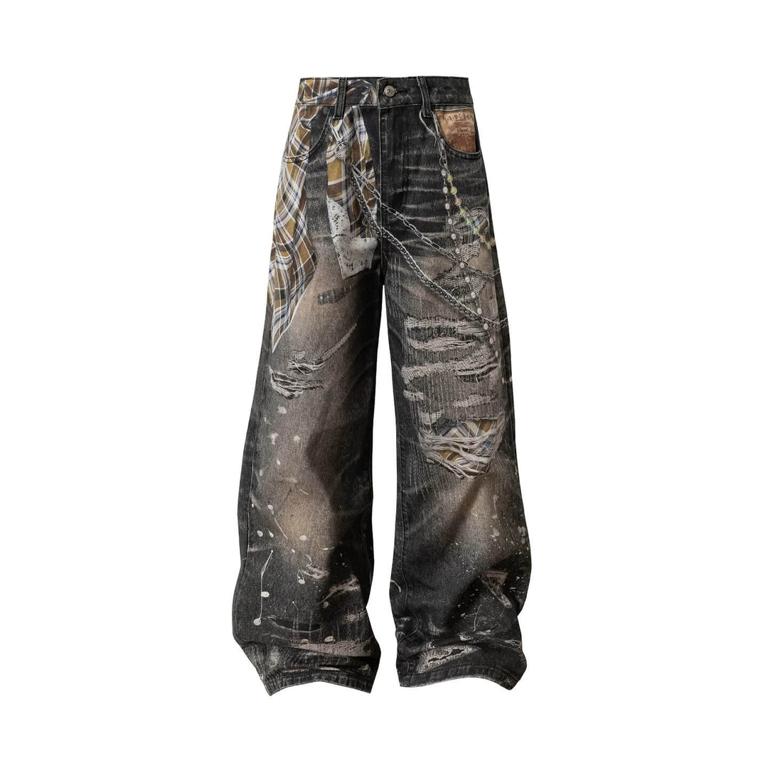 YADcrew Twisted Check Shirt 3D Digital Print Jeans | Face 3 Face