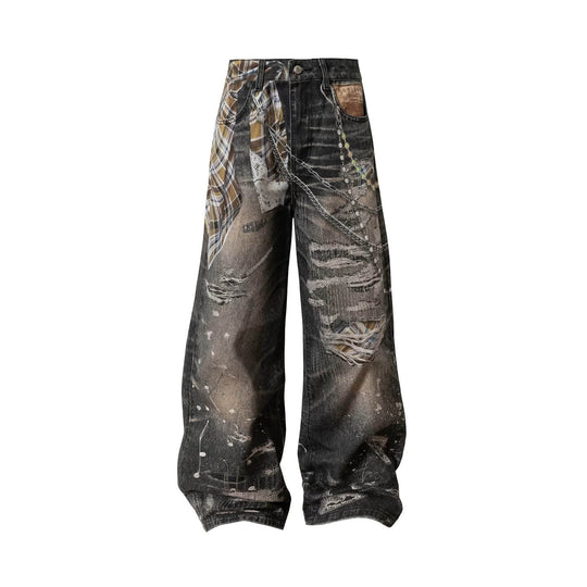 YADcrew Twisted Check Shirt 3D Digital Print Jeans | Face 3 Face