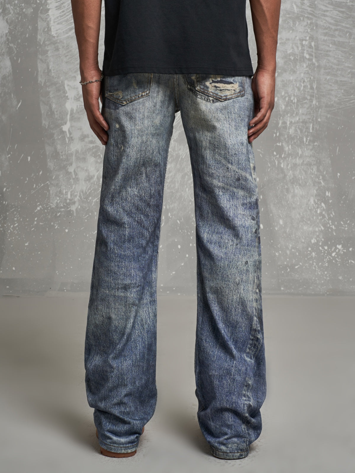 F3F Select Distressed Dirty Dye Hole Wash Print Jeans | Face 3 Face