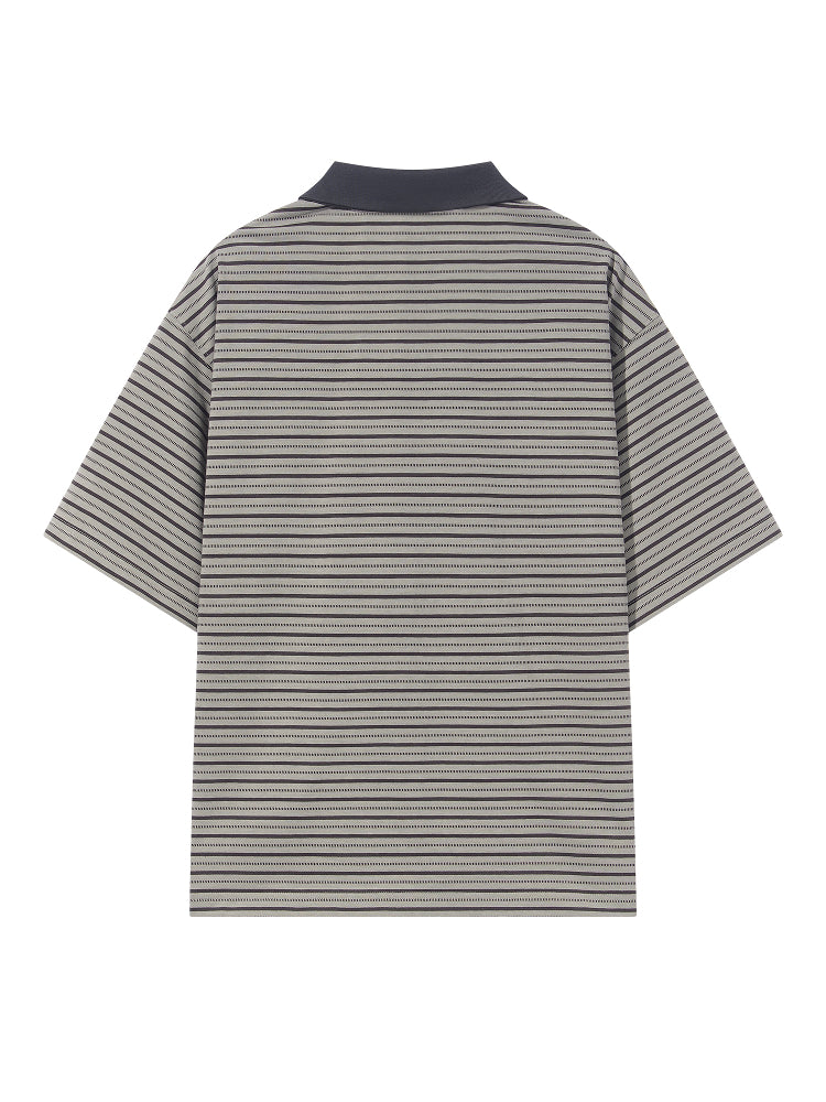BLIND NO PLAN Striped Raw-Edge Patch Polo | Face 3 Face