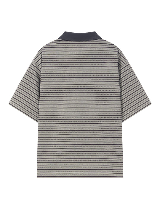 BLIND NO PLAN Striped Raw-Edge Patch Polo | Face 3 Face