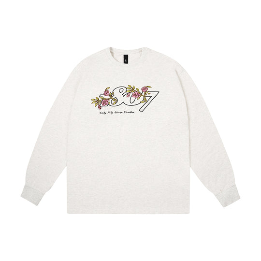 1807 Still Going Flower Embroidery Logo Long Sleeve Tee | Face 3 Face