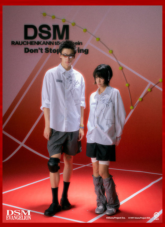 DSM x EVA Shinji Ikari Embroidered Striped Long Sleeve Shirt