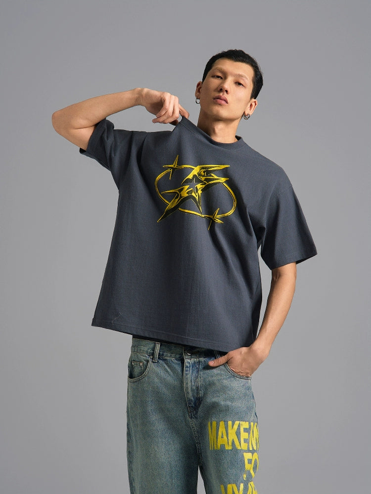 S45 Metal Star Font Printed Tee | Face 3 Face