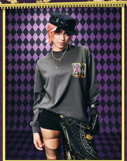 MEDM × JOJO Washed Distressed Character Print Long Sleeve Tee | Face 3 Face