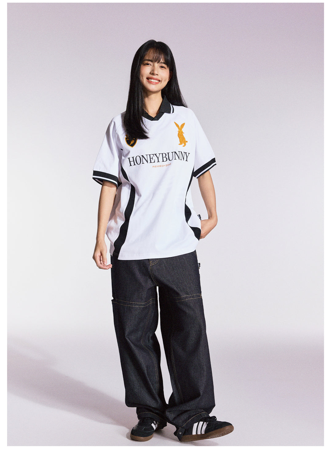 Remedy HONEYBUNNY Rabbit Embroidered Soccer Jersey Polo Shirt | Face 3 Face