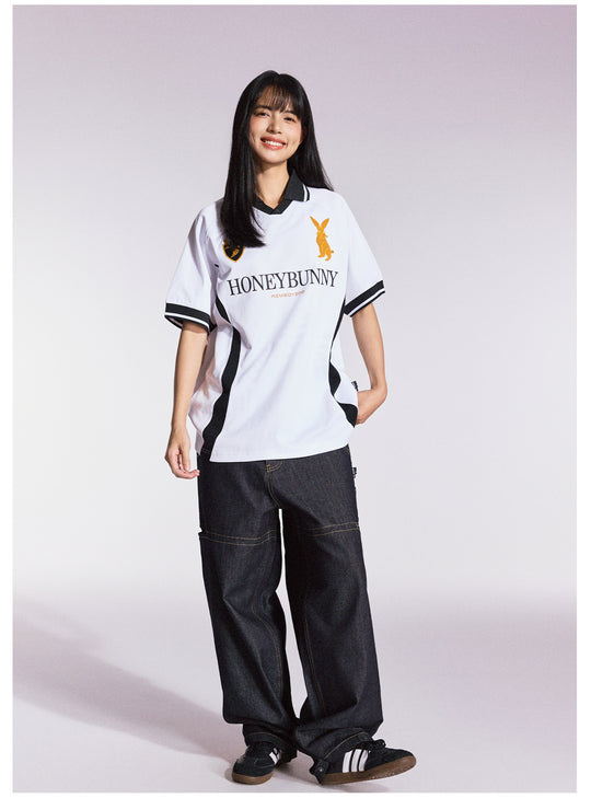 Remedy HONEYBUNNY Rabbit Embroidered Soccer Jersey Polo Shirt | Face 3 Face