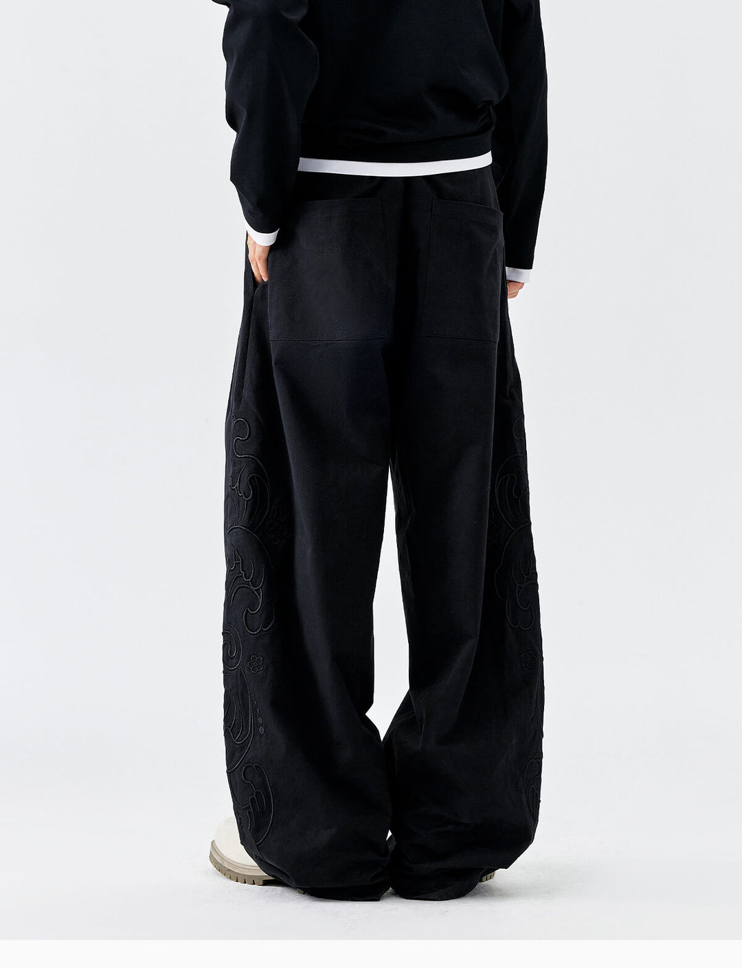 MEDM Side Seam 3D Embroidered Work Baggy Pants | Face 3 Face