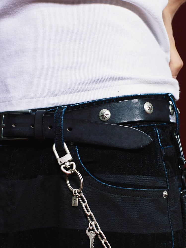 Remedy Washed Color Metal Studded Leather Belt | Face 3 Face