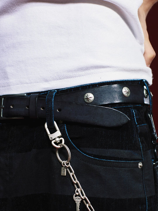 Remedy Washed Color Metal Studded Leather Belt | Face 3 Face