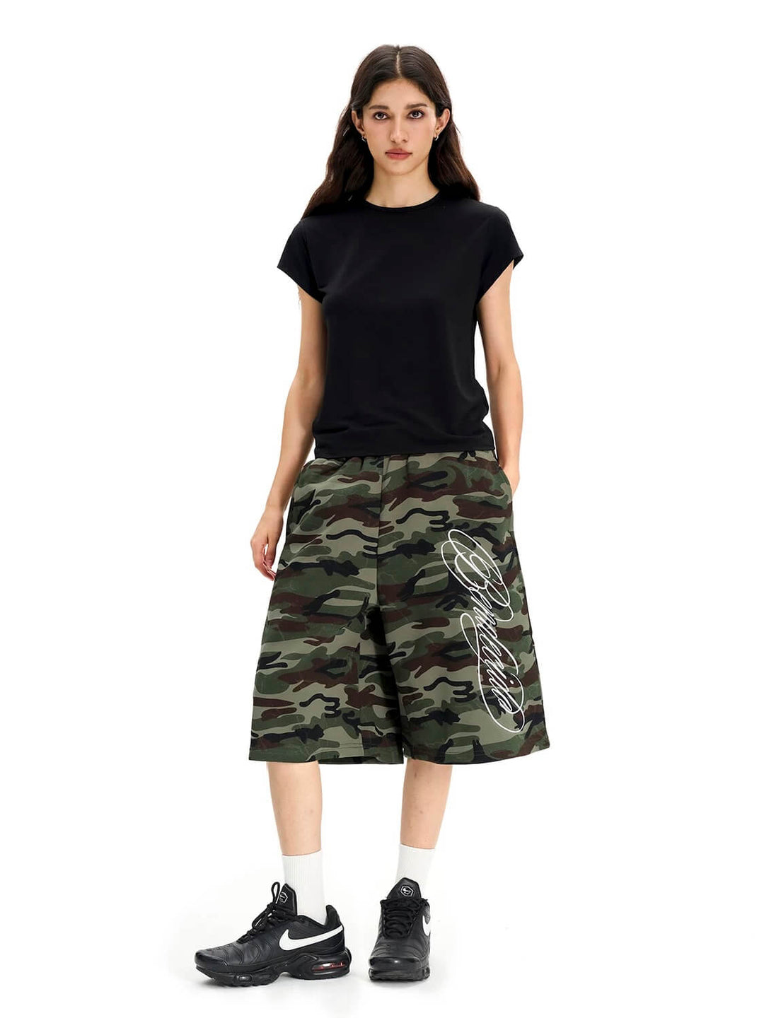 F3F Select Camo Calligraphy Embroidered Baggy Sweat Shorts