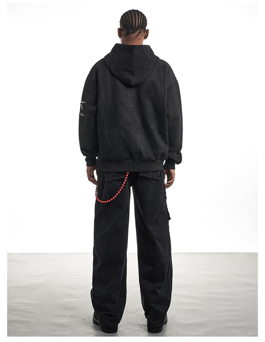 F3F Select Embroidered Faux Suede Hoodie | Face 3 Face