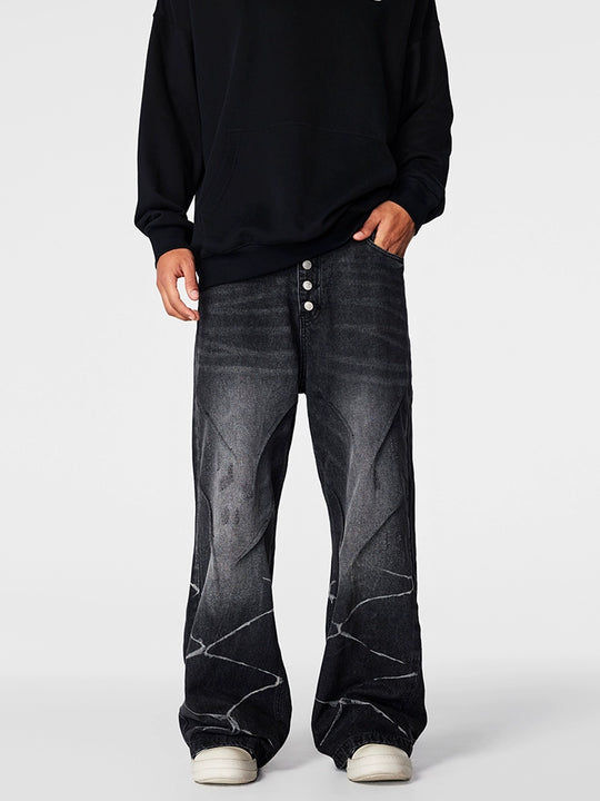 Achock Washed Wave Baggy Jeans | Face 3 Face