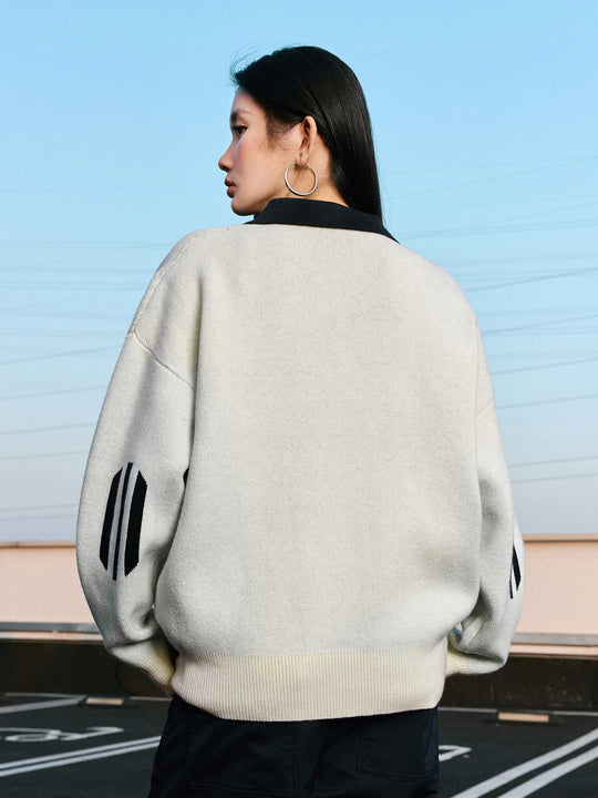 MEDM Patchwork Striped Elbow Knit Sweater | Face 3 Face