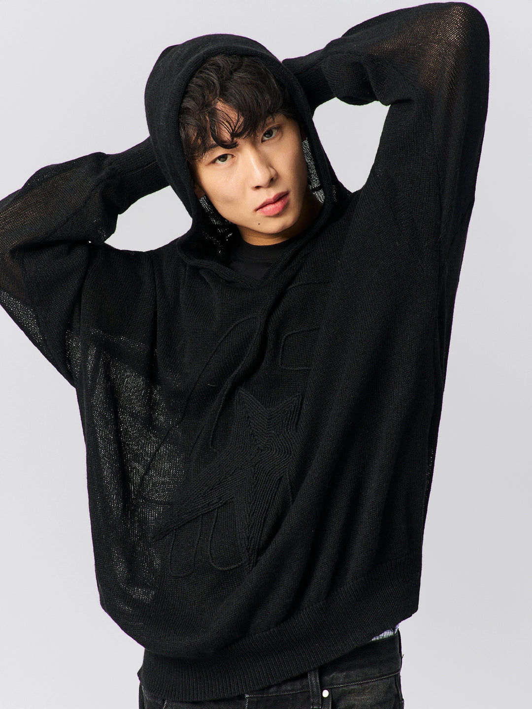 S45 Star Logo Mesh Knit Hoodie | Face 3 Face