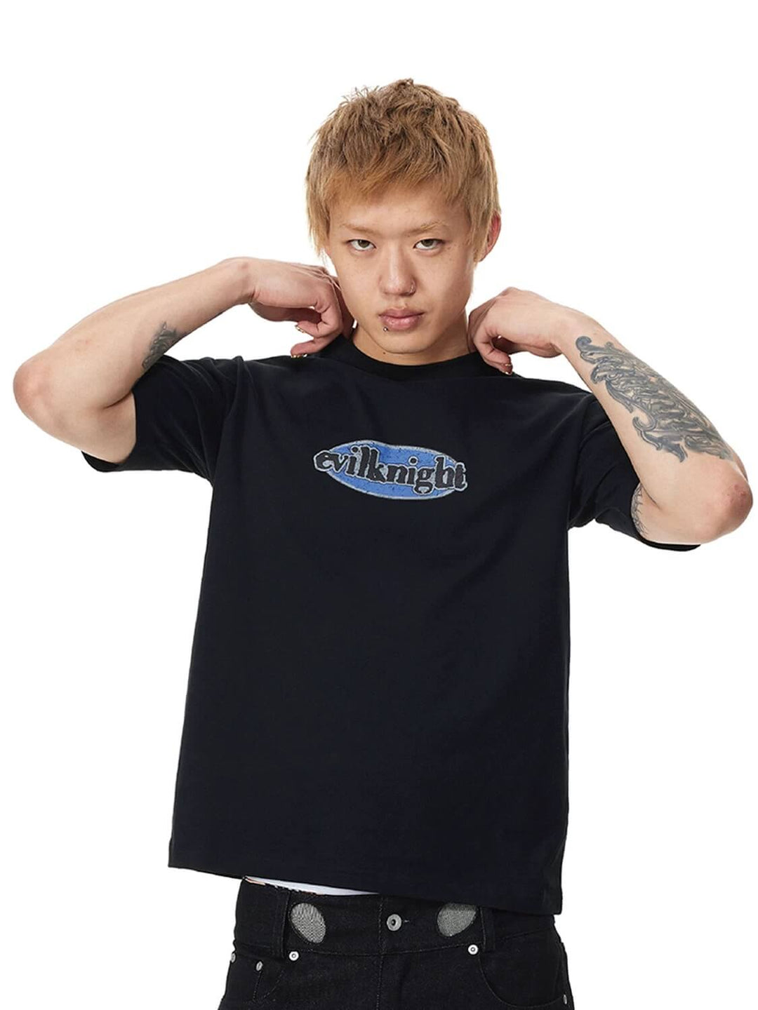 EVILKNIGHT(EK) Emblem Logo Print Short Sleeve Tee | Face 3 Face