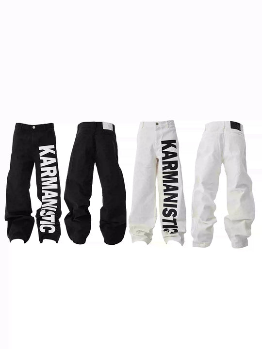 KARMANISTIC Logo Print Baggy Jeans | Face 3 Face