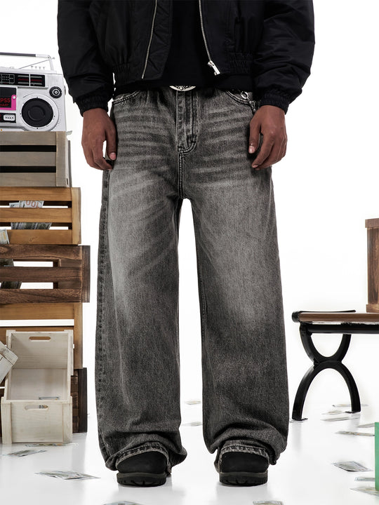 F3F Select Smoky Gray Washed Baggy Jeans | Face 3 Face