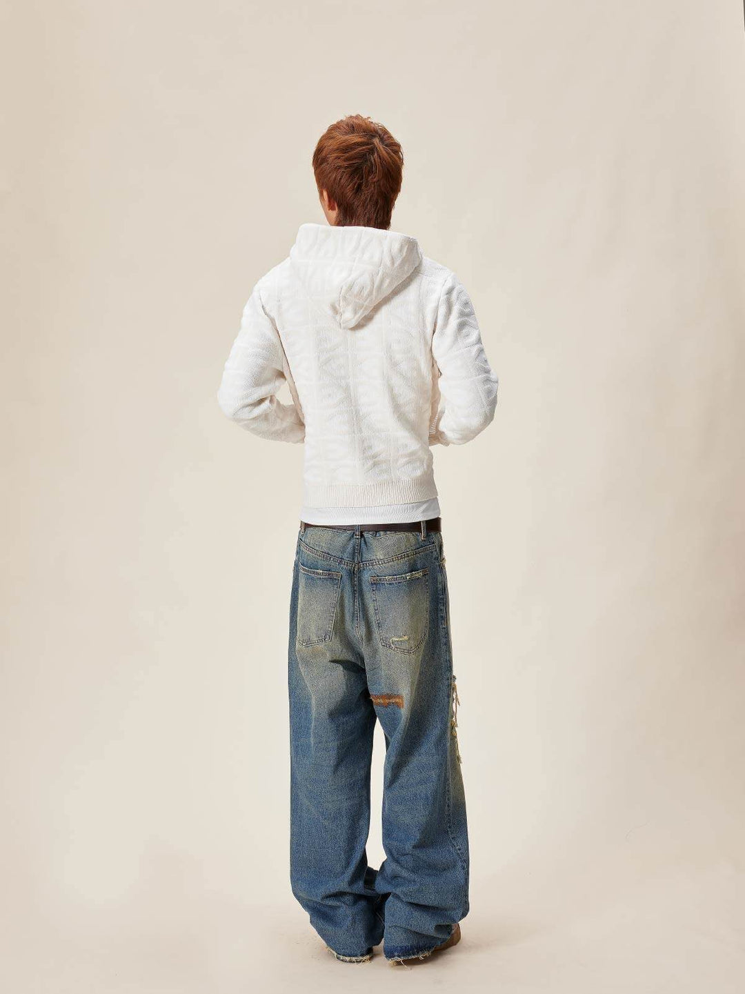 EVILKNIGHT(EK) Jacquard Logo Knit Zip Up Hoodie