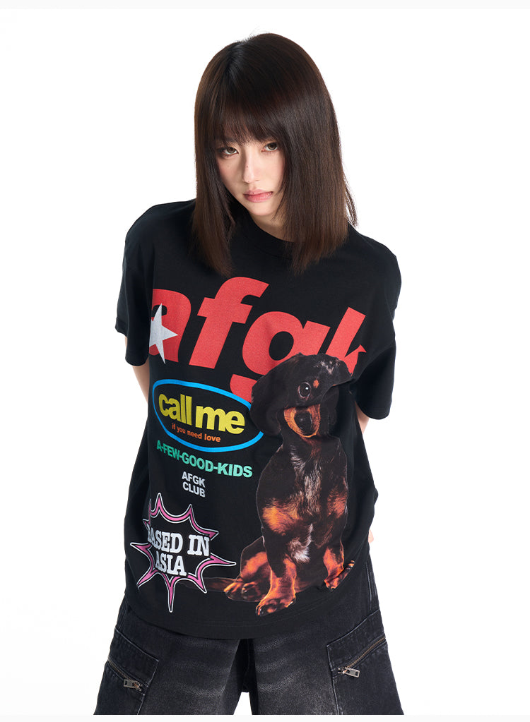 AFGK Dachshund Digital Print Tee | Face 3 Face