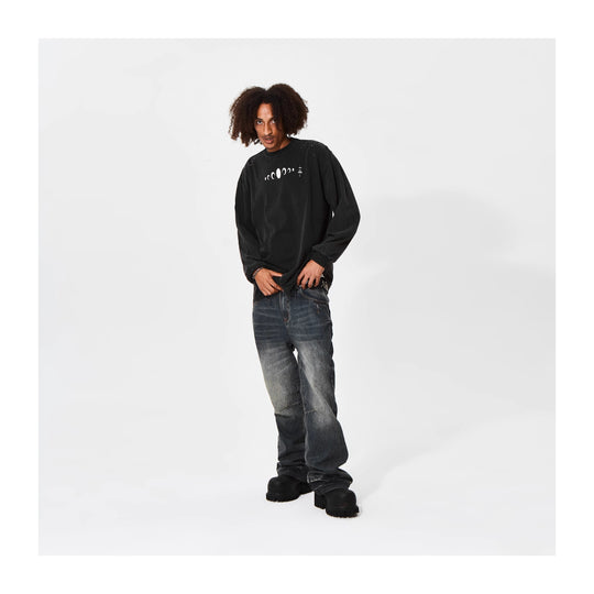 KARMANISTIC Standard Logo Washed Distressed Long Sleeve Tee | Face 3 Face