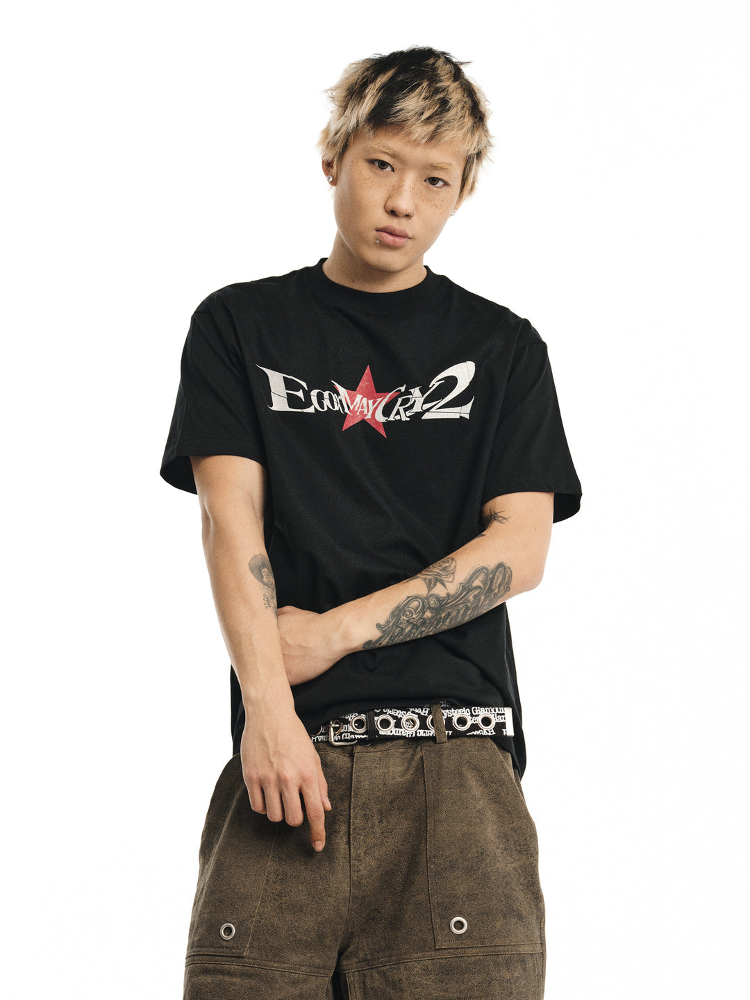 NOVACAM Vintage Letters Star Camouflage Tee | Face 3 Face