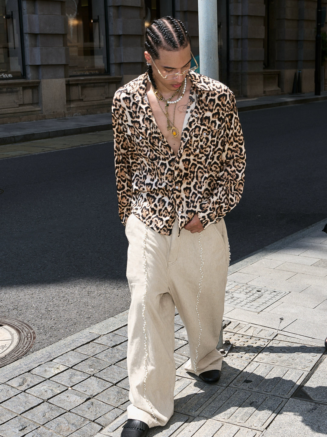 STEEPC Cotton Linen Blend Pearl Baggy Pants | Face 3 Face