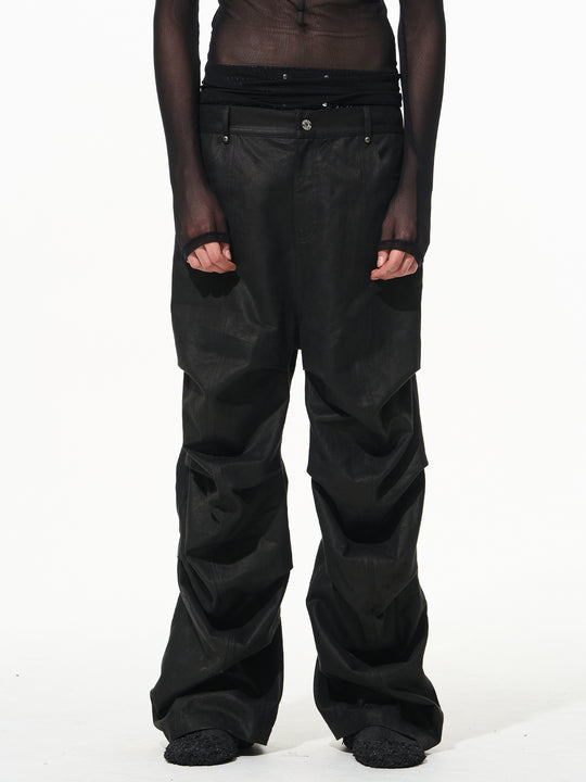 Streetwear baggy pants | Relaxed Draped Pleated Work Pants | Face 3 Face